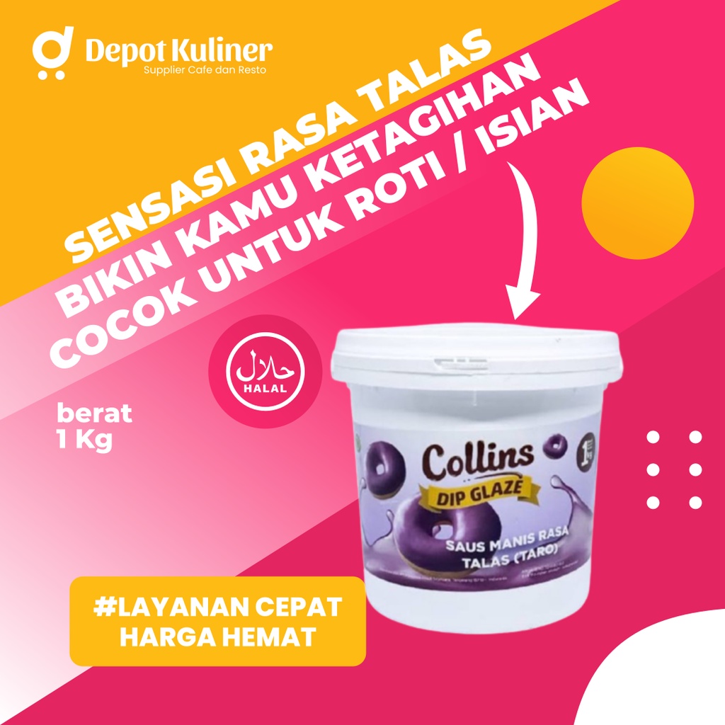 Collins Dip Glaze Taro 1 KG - Collin Saus Manis Rasa Talas