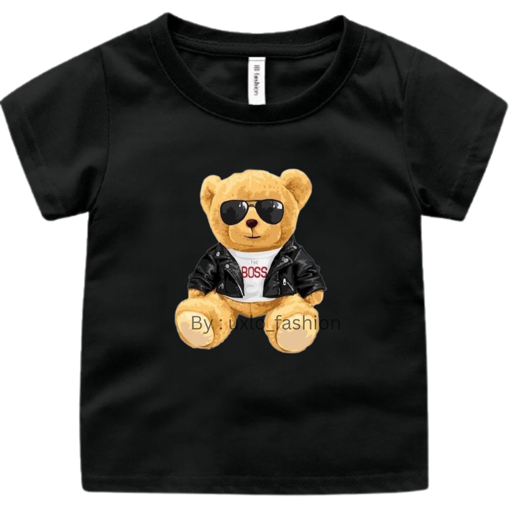 Baju Kaos Tshirt Murah Anak Cewe Dan Cowo Unisex Umur 2-9 Tahun Motif Bear Boss Imut UXlo Fashion