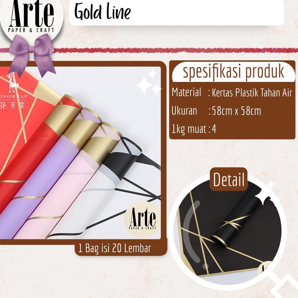 

Id l2L6x 20 Lembar Cellophane Gold Line Kertas Buket Korea Bunga Flower Wrapping Paper Kado Arte Grosir Jakarta P.HX-042