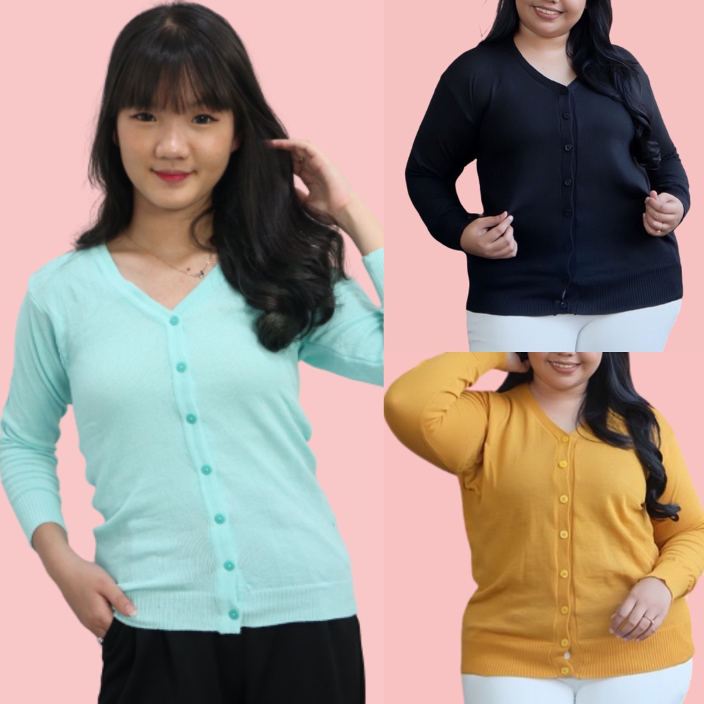 STANDAR &amp; JUMBO CARDIGAN RAJUT WANITA / KARDIGAN 7 KANCING POLOS / OUTER KNIT RAJUT / SOFT SPANDEK BUKAN WOOL