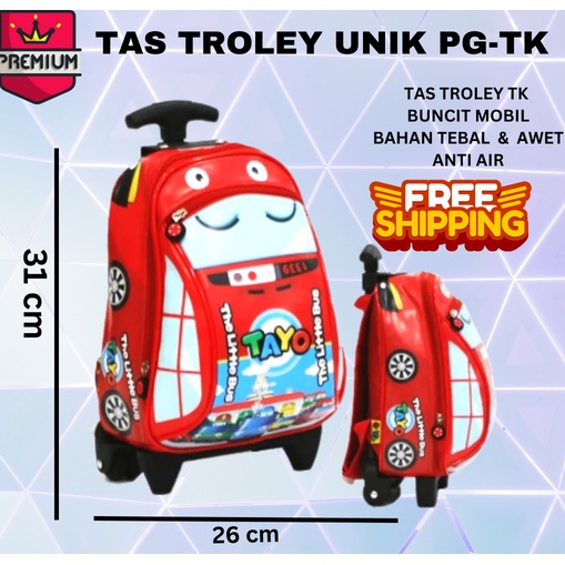 COD ~ TROLI + RANSEL MULTIFUNGSI Tas Troley Sekolah Anak PG BUNCIT Karakter Tas sekolah tas mobil tas bus tayo cars frozen minino bt21 spiderman avenger among us lol tsum TROLI GENDUT tk/pg