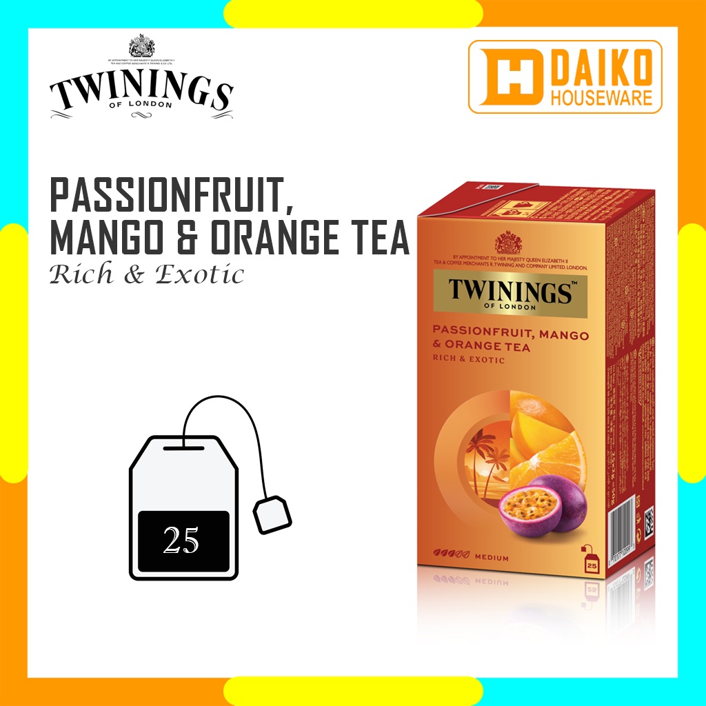 Teh Hitam Celup Twinings Passionfruit Mango &amp; Orange 25 x 2gr Tea Bags Teh Hitam Kantong Rasa Buah Markisa &amp; Jeruk