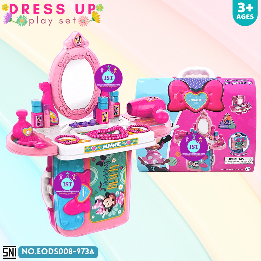 Mainan Dress Up Play Set Minnie Mouse Edukasi Pretend Play Make Up SNI
