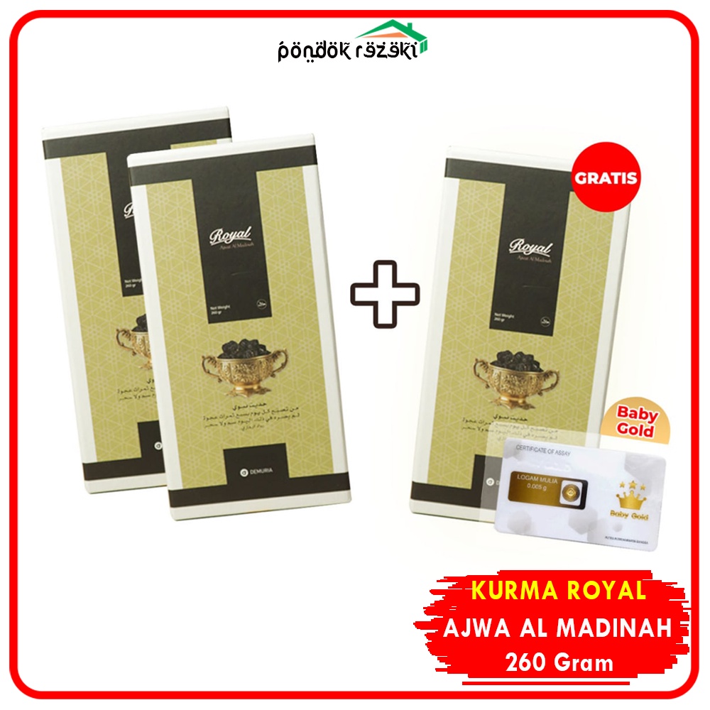 

2 Pcs Bonus 1 Pcs Kurma Ajwa Al-Madinah ( Kurma Nabi ) 260 gram - Ajwah ROYAL Premium