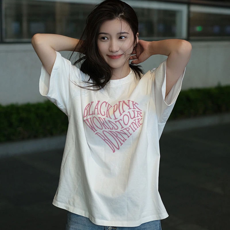 [100%  Katun]&quot;BP&quot; Kaos Puith Atasan Wanita Lengan Pendek Oversize Printed T-shirt Baju Wanita Kekinian Korean Style