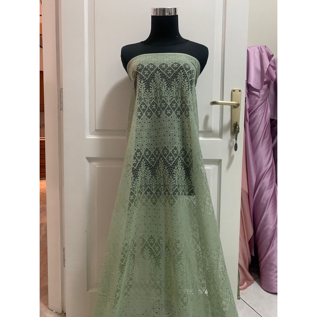 Bahan Kain Brokat Brukat Lace Lolita Warna Sage Green