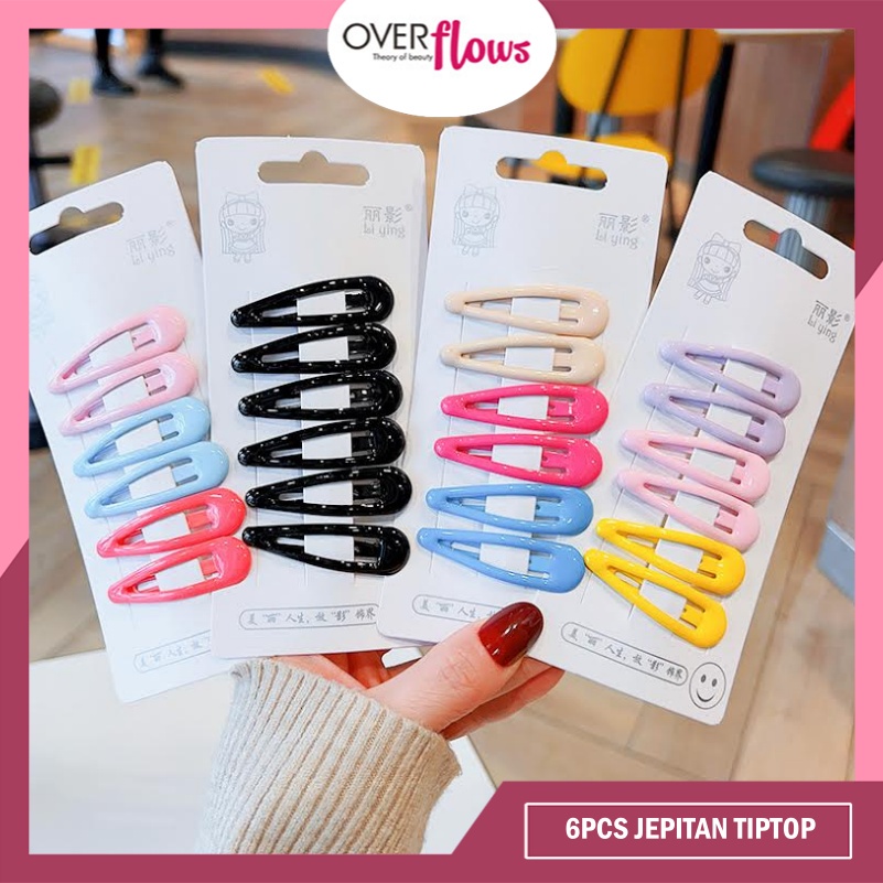 OVERFLOWS.ID  6PCS JEPITAN TIPTOP PREMIUM WARNA WARNI // JEPITAN TETESAN AIR RAINBOW / JEPIT TIP TOP GAYA KOREA MURAH
