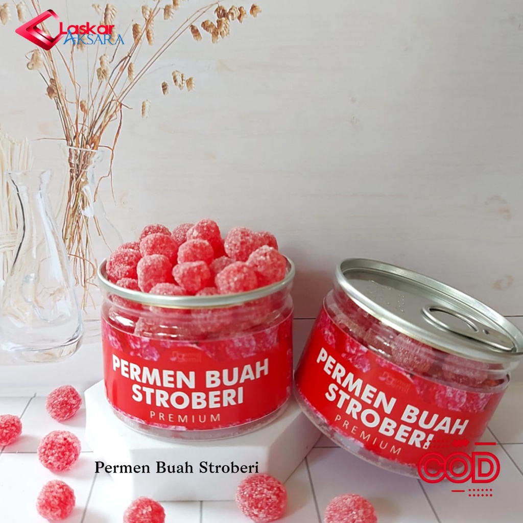 

Can - Permen Buah Stroberi Strawberry Candy / Premium