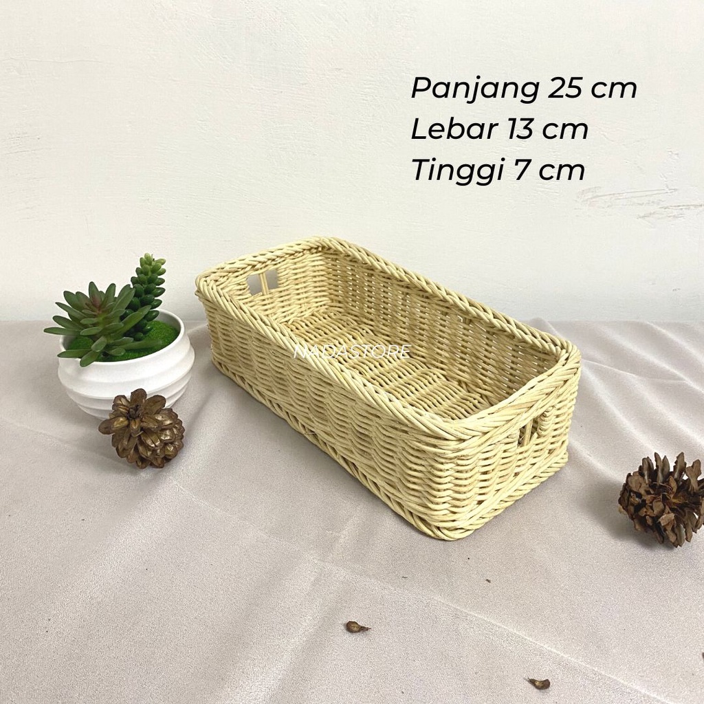 TRAY RATTAN MINI / TEMPAT TOPLES ROTAN / NAPKIN RATTAN / KOTAK STATIONERY ROTAN / KERANJANG ROTAN MINI 25X13X7 CM