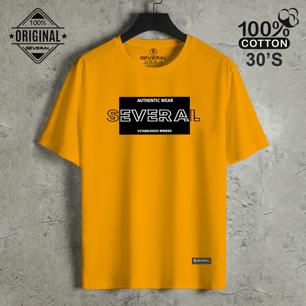 T Shirt Pria Several Baju Kaos Pria Distro Original Bandung Terbaru Cotton Combed 30s Kuning Mustard