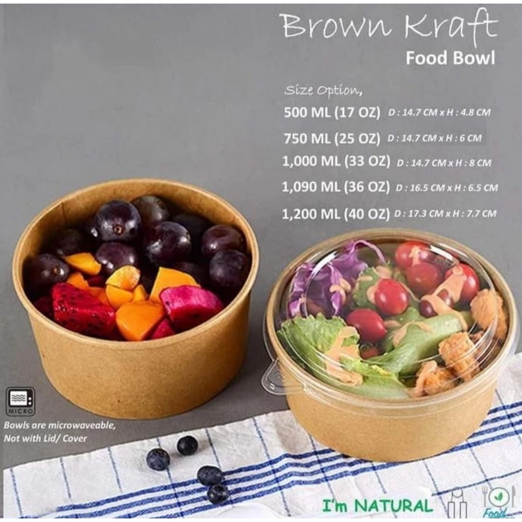 Brown Kraft Paper Salad Bowl 500 ml