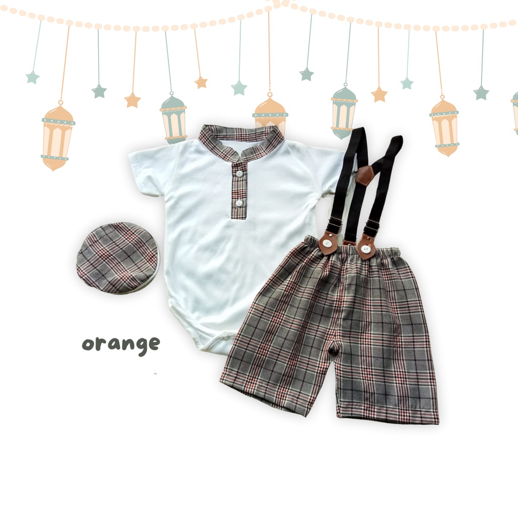 jumper suspender setelan romper anak laki laki 3 12 18 bulan baju koko anak baby baru lahir ZAYN koko set