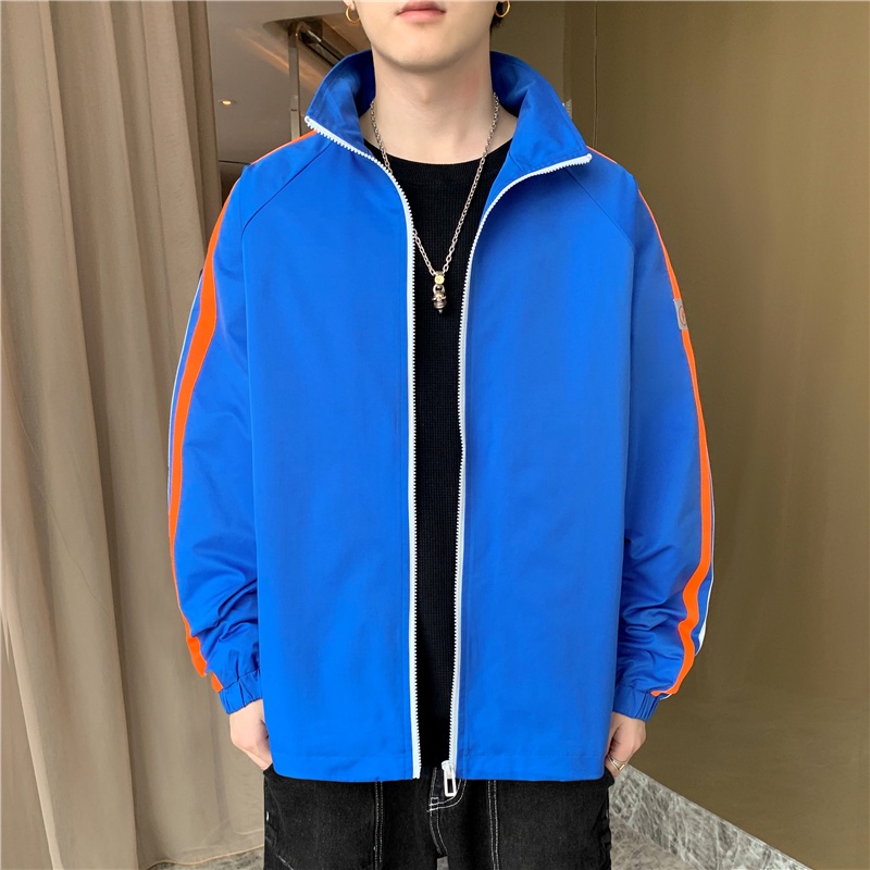 Jaket Pria Waterproof Anti Angin Jaket Pria Casual Retro Sprots Bisbol Fashion Jacket J7608