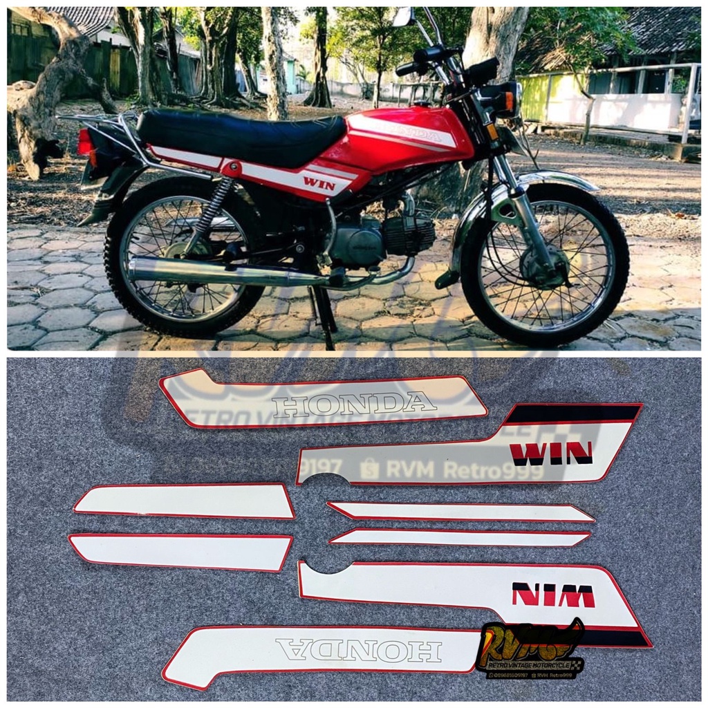 striping stiker sticker honda win 100 win 100 tahun 84 merah/putih