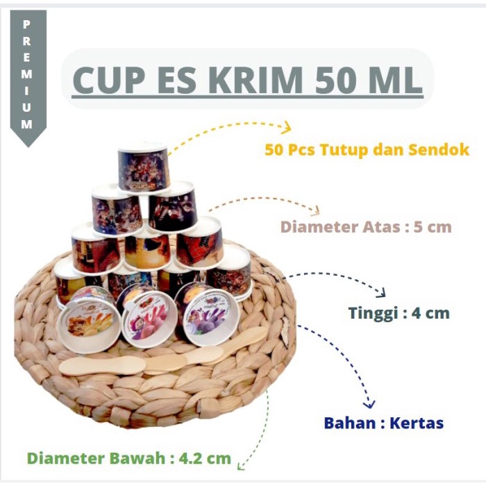 ] PAPER CUP ES KRIM - CUP ES CREAM TUTUP 50ML - CUP ICE CREAM KOTAK