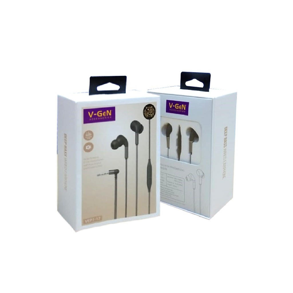 C_  Handsfree V-GeN VEP1-17 Wired Earphone Headset Gaming L Shape Connector VGEN