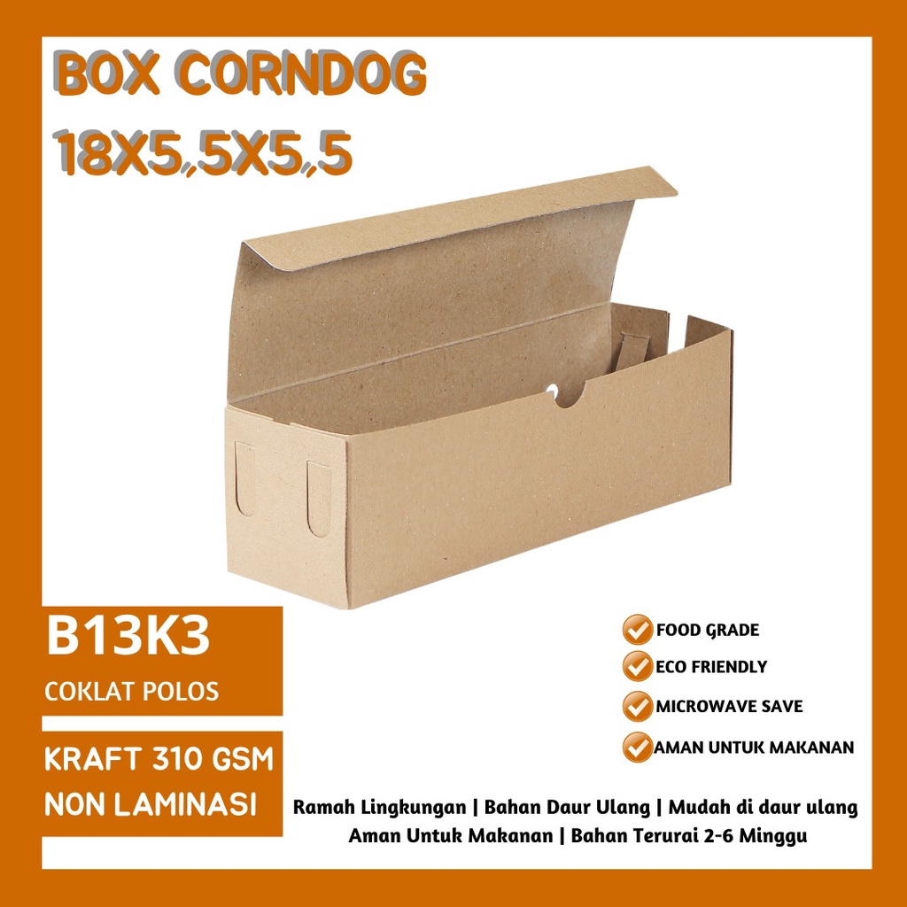 Dus Corndog Bahan 310 Gsm Dus Sosis (B13K3-18X5.5X5.5 Cm)