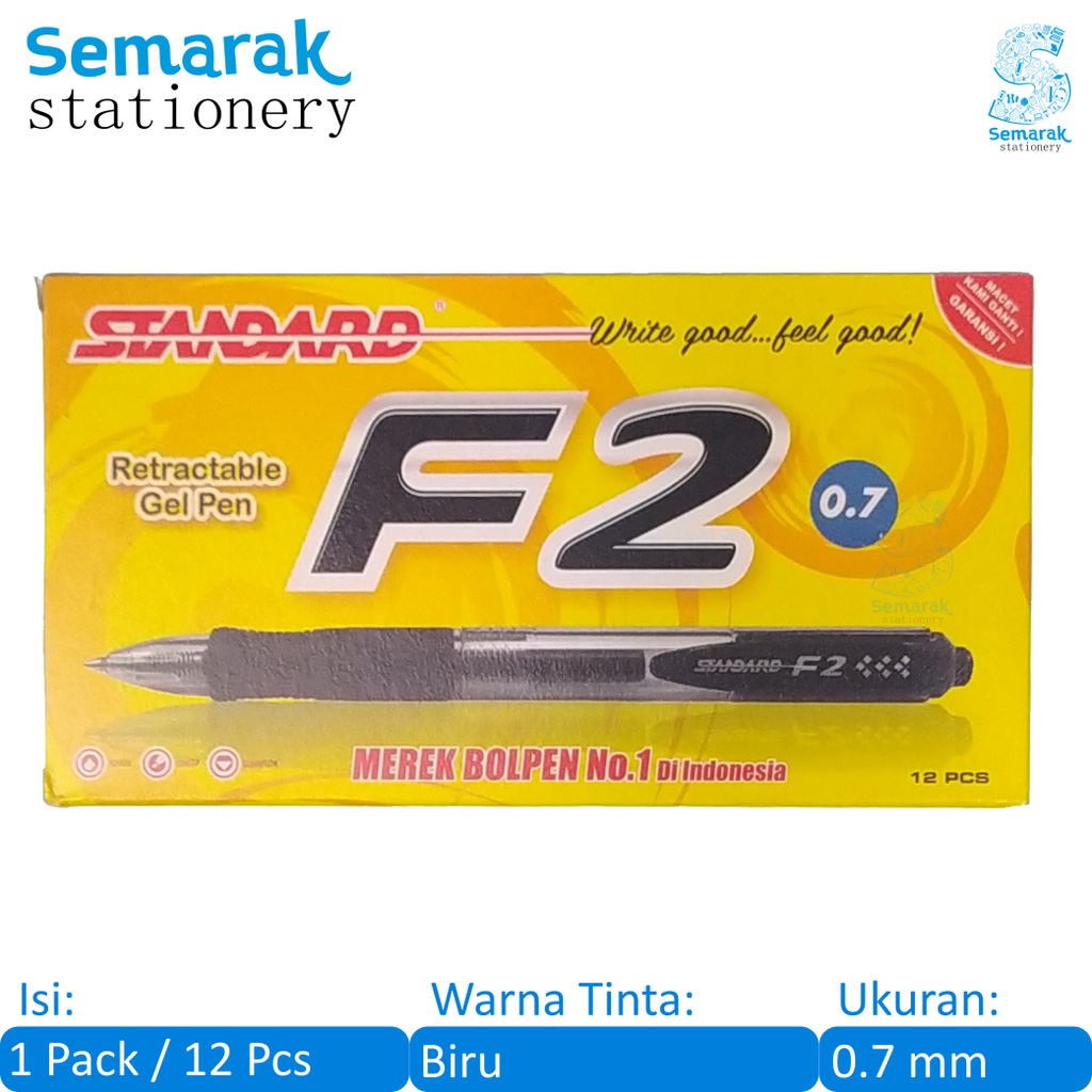 

Standard F2 Retractable Gel Pen Pulpen Jel Cetek 0.7 - Biru [1 Pack / 12 Pcs]