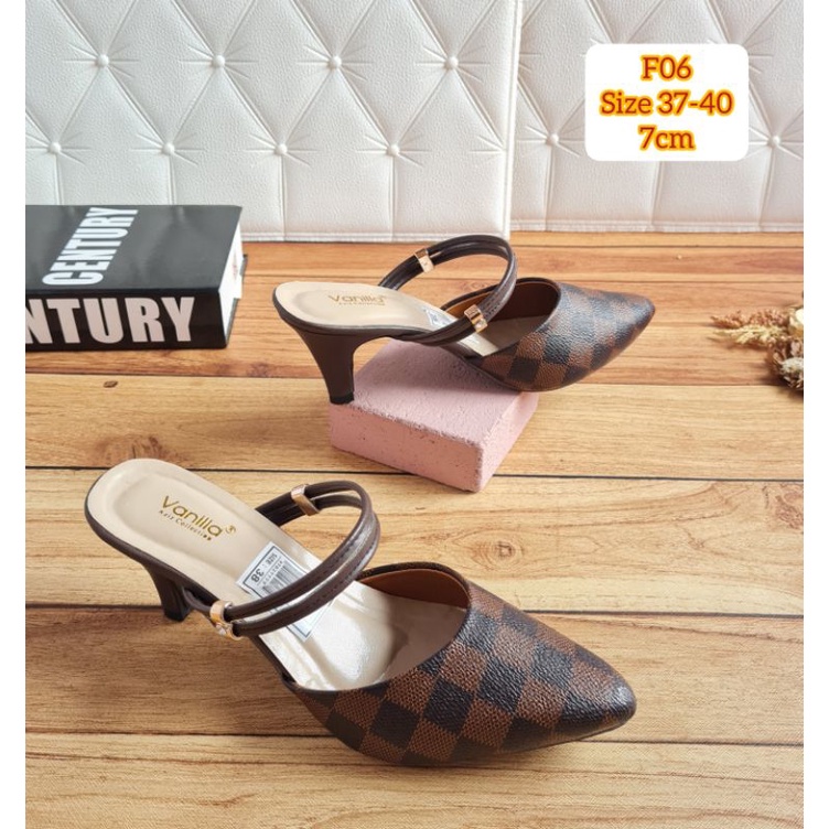 ABBUSHOES F 06 High Heels Motif Catur 7cm