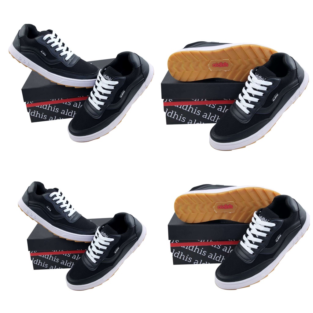 Sepatu Pria Sneakers Original Kets Casual Cowok Keren Terbaru Buat Sekolah Aldhis X08 Hitam Putih