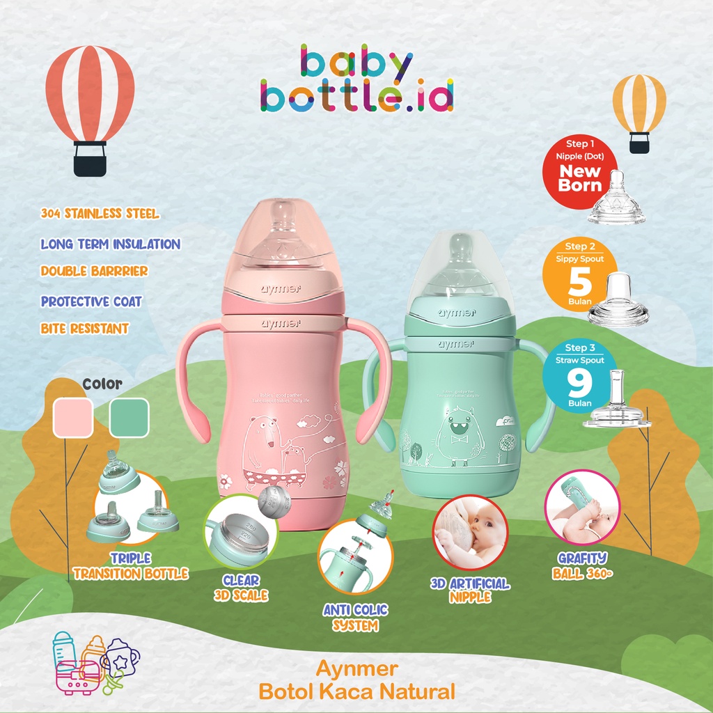 AYNMER BOTOL SUSU BAYI VACUUM STAINLESS STEEL | Thermos Vacum Sippy Training Cup | Anti Kolik