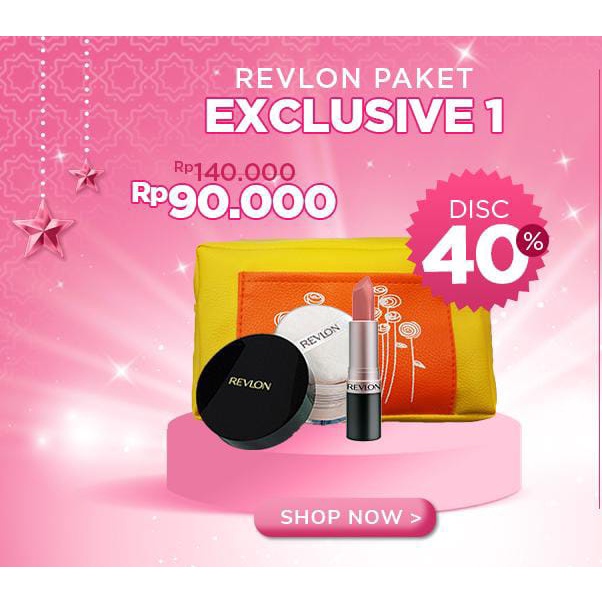 REVLON PAKET EXCLUSIVE 1 PAKET LIPSTICK +  FACE POWDER + POUCH