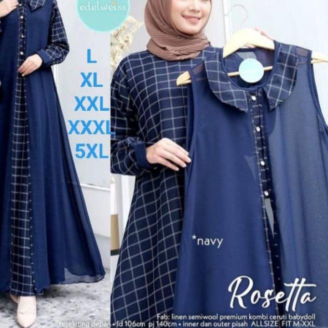 ♂ gamis jumbo 2 in 1 set outer ukuran L XL XXL 3XL 5L Ld   140 gamis set outer Rosetta motif kotak k