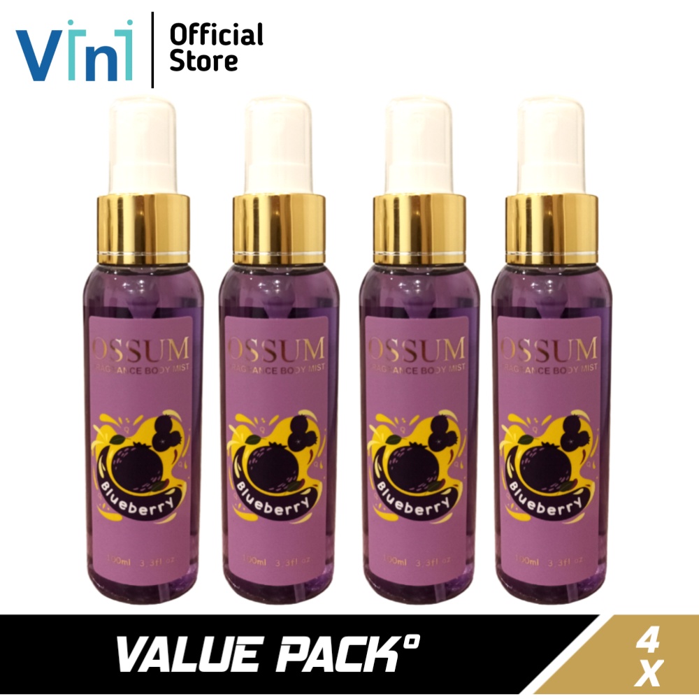 VALUE PACK - OSSUM Bodymist BLUEBERRY 100mL - Aroma Buah Segar