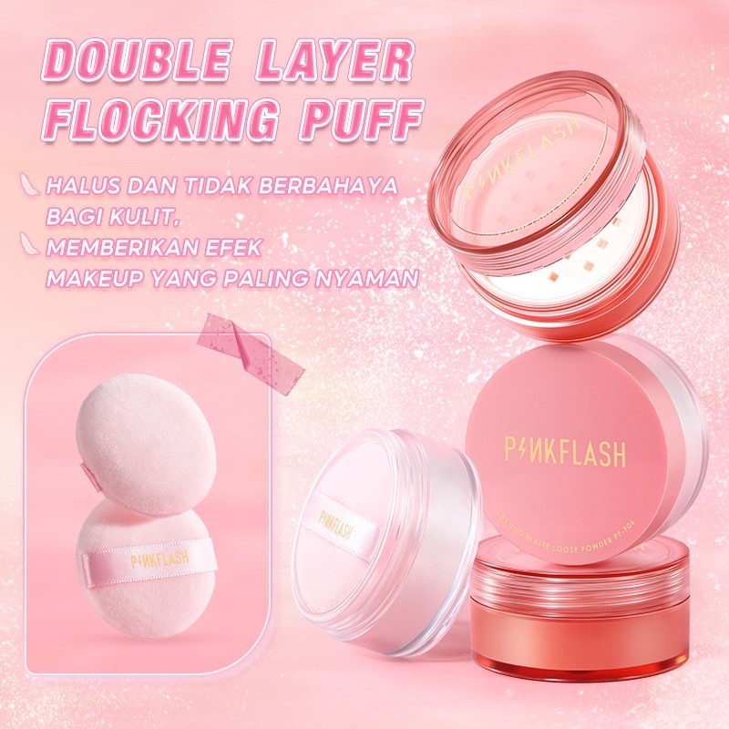 PINKFLASH OhMySelf Oil Controller Loose Powder Bedak Matte Loose Setting Powder All Day Lasting 3 Colors