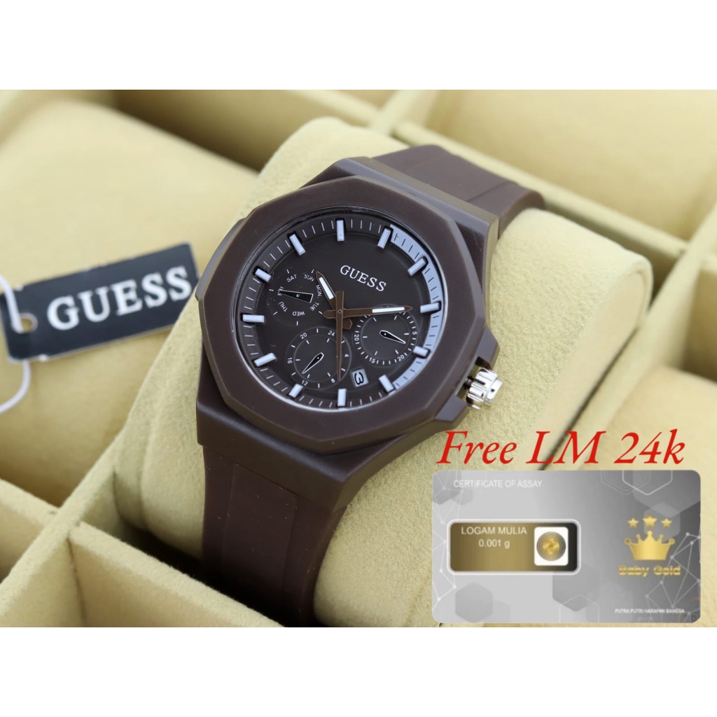 Jam Tangan Wanita GS-2745 Dm 4 cm Tanggal Aktif Strap Karet Free LM 24k