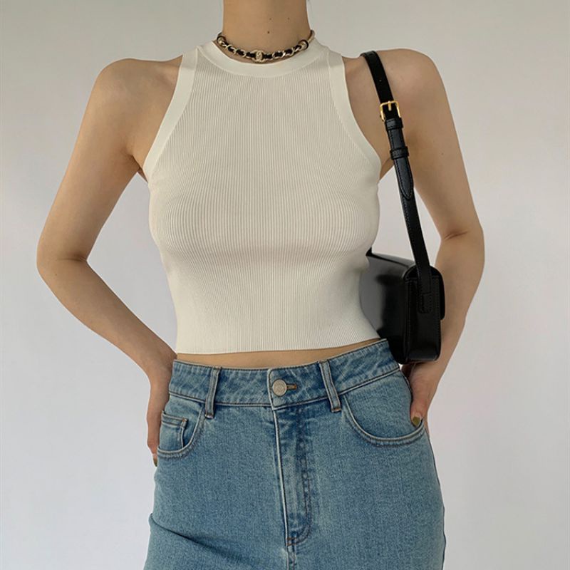 Tank Top Fashion Korean Crop Tanktop Knit Top Atasan Crop Atasan Korean Style Wanita