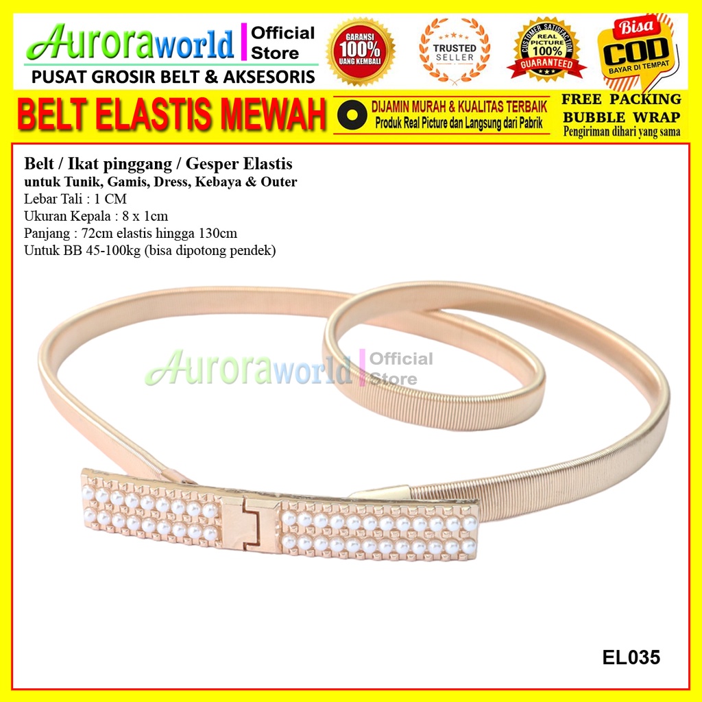 Auroraworld Gesper wanita Belt Ikat Pinggang Dres Elastis  Terbaru bisa COD