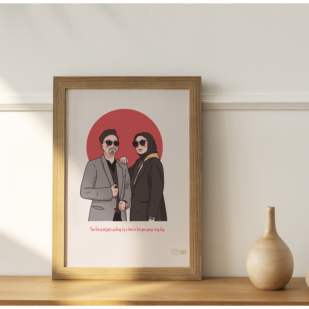 Custom Ilustrasi simple dengan frame 6R / Hadiah Ulang tahun / anniversary gift