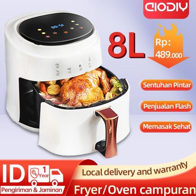 Aiodiy 8L Air Fryer Multi Function Air Fyer Kitchen Oven Airfryer Bake Keluarga.Indah