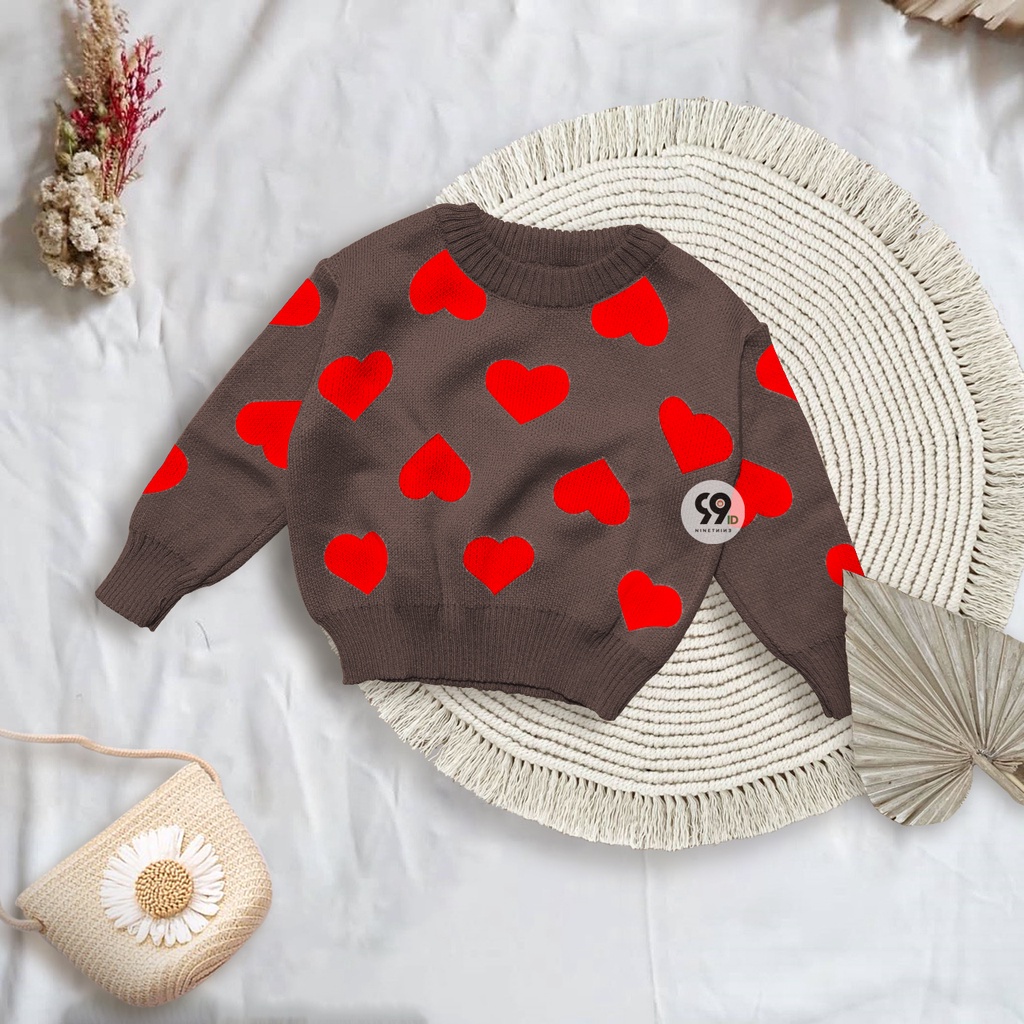 SWEATER RAJUT ANAK PEREMPUAN PREMIUM BLOUSE MOTIF LOVE 1-6TH