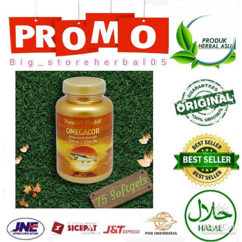 ( PROMO ) NEW  NATURE'S HEALTH OMEGACOR OMEGA 3 FISH OIL ASLI ISI 75 SOFTGELS DIJAMIN 100% ORIGINAL 