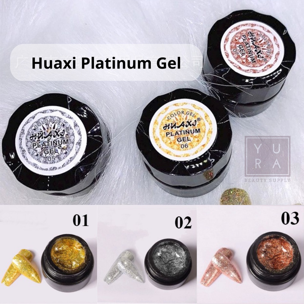 HUAXI Glitter Pot Series Rosegold Gold Bronze Gel Polish Gliter Kutek Produk Good Quality