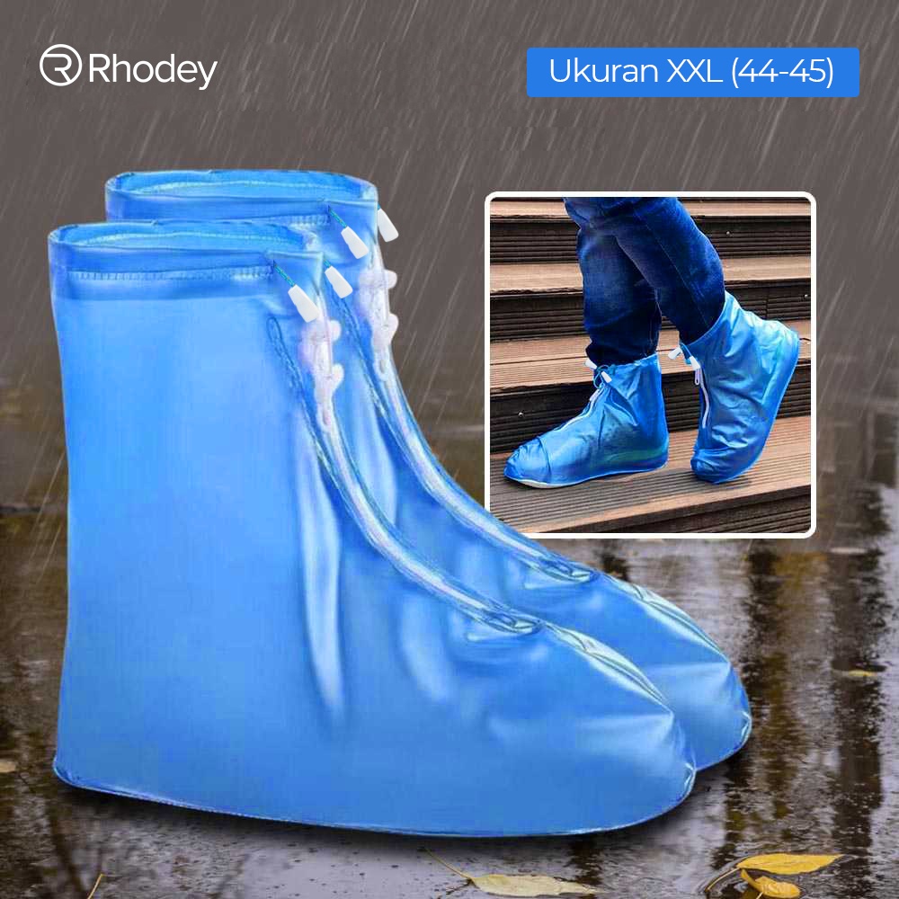 Rhodey Cover Sepatu Hujan Reusable Rain Boot Cover XXL 44-45 - FV031 - Blue