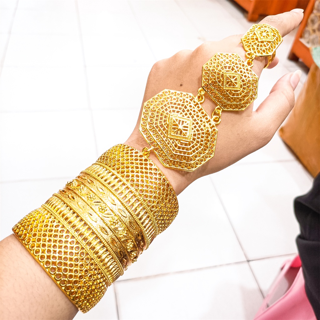 Gelang kendari Terbaru Dubai Xuping Perhiasan lapis Emas 24k Wanita Motif