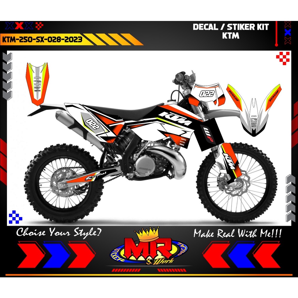 Decal Kit Stiker Motor KTM 250 SX Premium Decal Trail Custom Wrapping