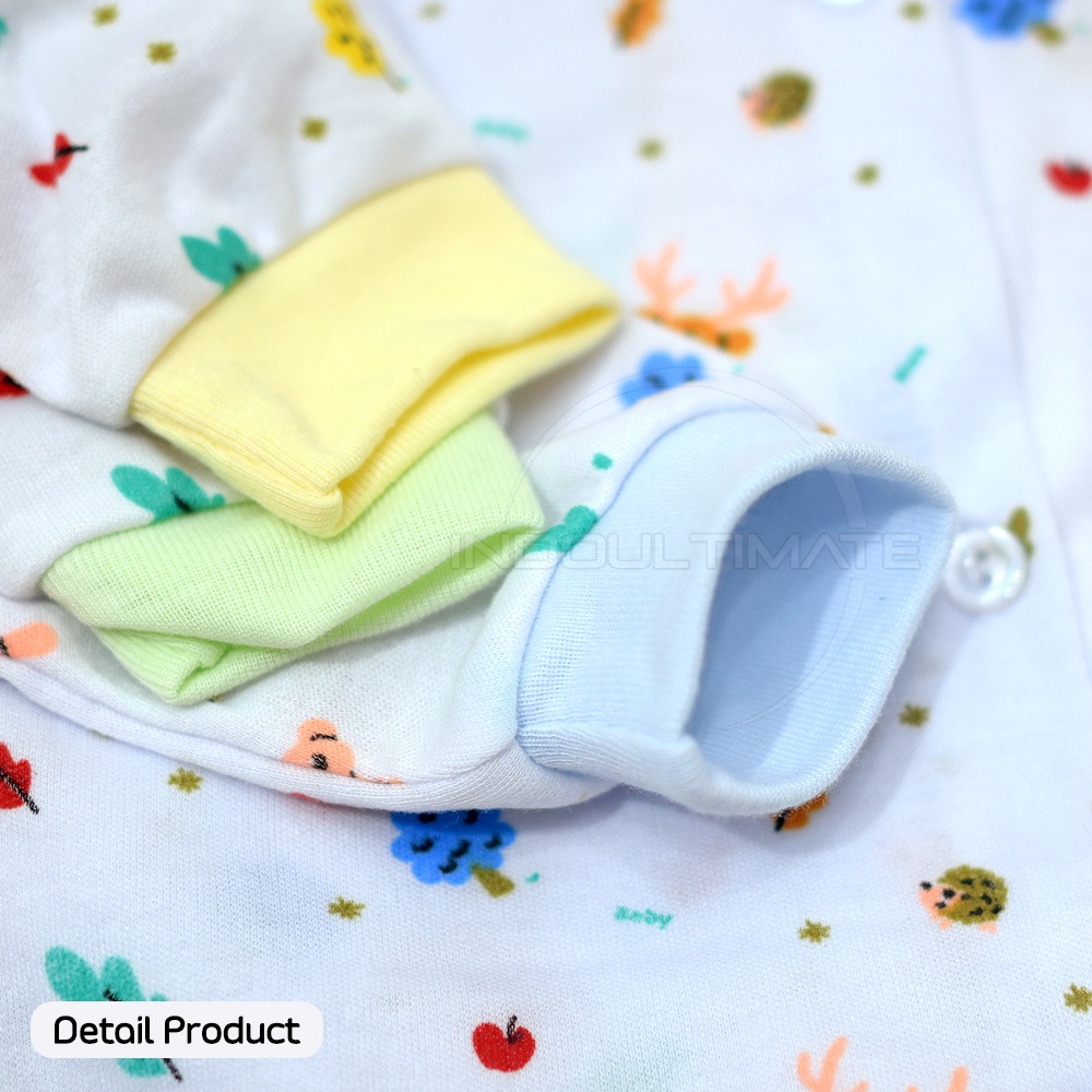 4in1 Set Sleepsuit Bayi Baru Lahir + Celemek makan + Topi Kupluk + Sarung Tangan  Jumsuit Jumpsuit Anak Bayi Balita Baju Tidur Bayi Newborn Perlengkapan Bayi Newborn Baju Bayi Pakaian Bayi Baru Lahir SNI SET-M01