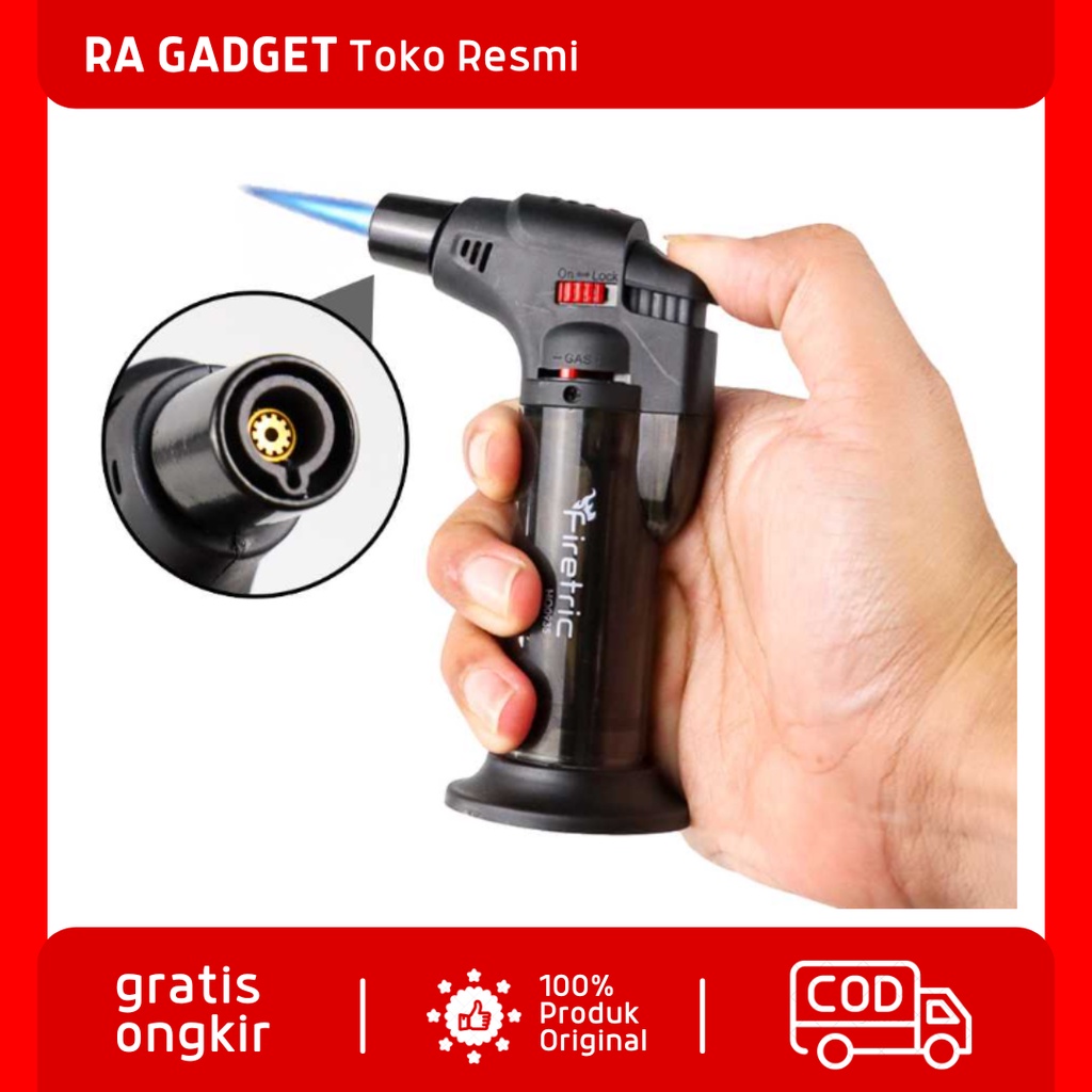 Korek Api Gas Butane Torch Gun Jet Unik Outdoor Isi Ulang Tahan Angin / Kepala Gas Flame Gun Korek A