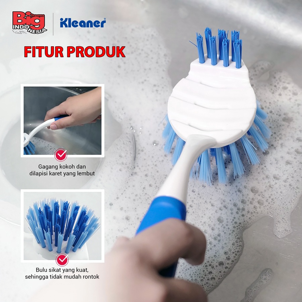 Sikat Peralatan Dapur Gagang Karet Lembut Kitchen Brush Serbaguna 27 Cm Kleaner K19017