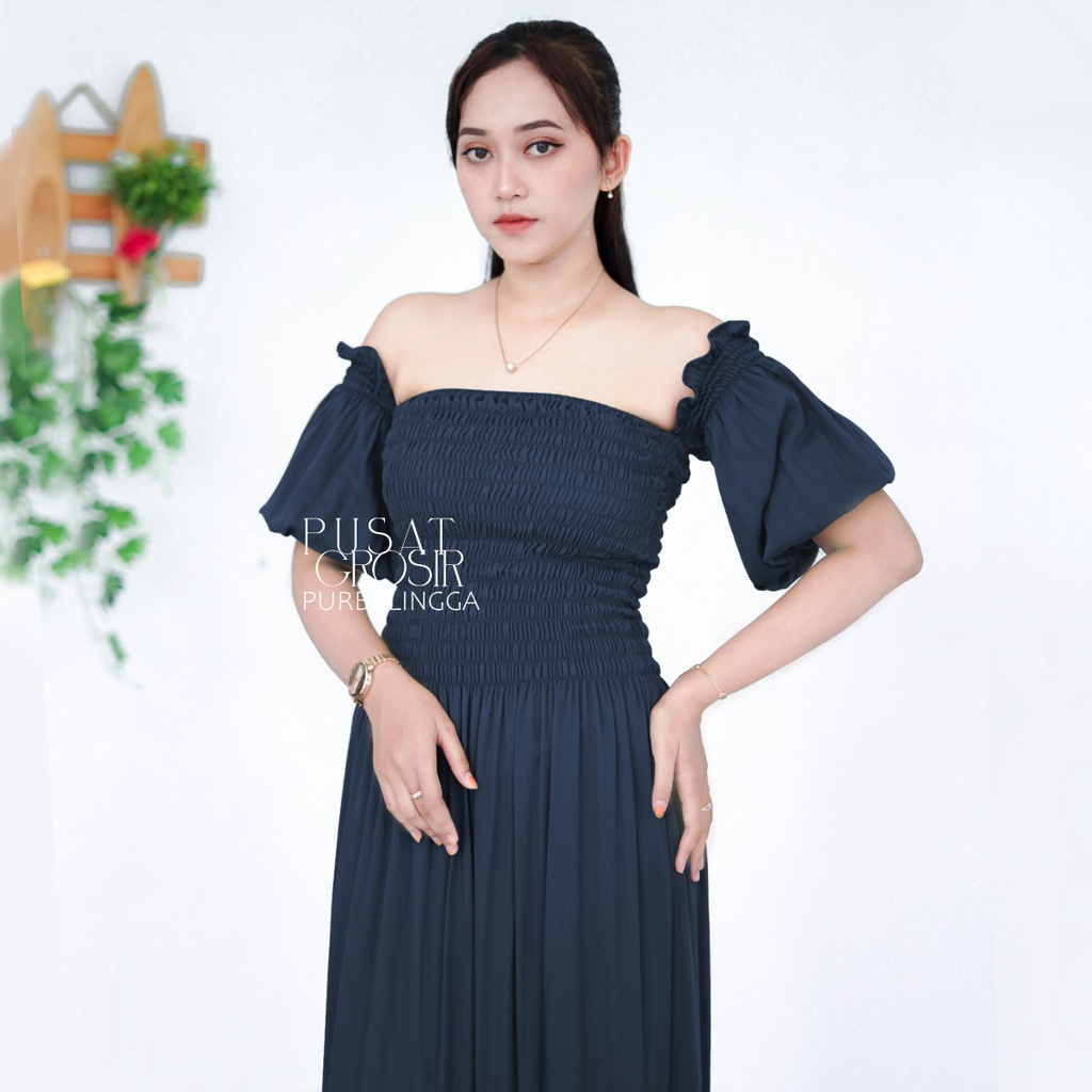 Gaun Big Size Maxi Dress Thelema Dres Sabrina Irise Wanita korea A Line Lengan Pendek Big Size Ready