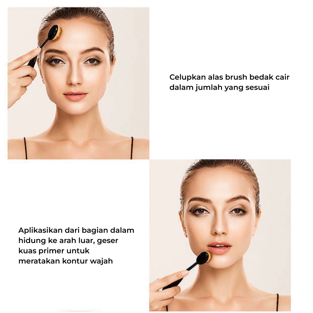 Brush Make Up Oval Gagang Kuas Make Up Foundation Liquid Bulu Halus