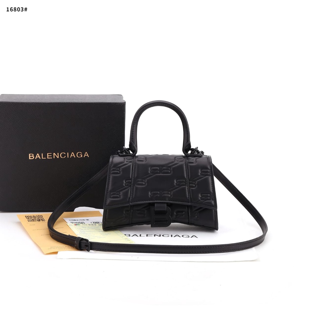 S BB-Mono Mini Padded Leather Bag's Black Hardware 16803