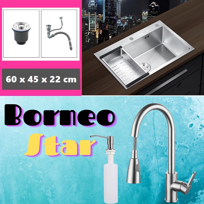 Bak cuci piring 1 lubang komplit /WASTAFEL KITCHEN SINK DOUBLE BOWL 1 LUBANG