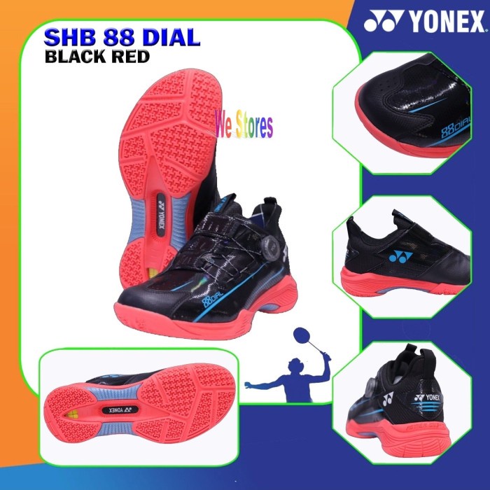 {MentariStore} YONEX SHB 88 Dial Sepatu Badminton Yonex SHB 88 Dial - Original - Black Red 40 Murah