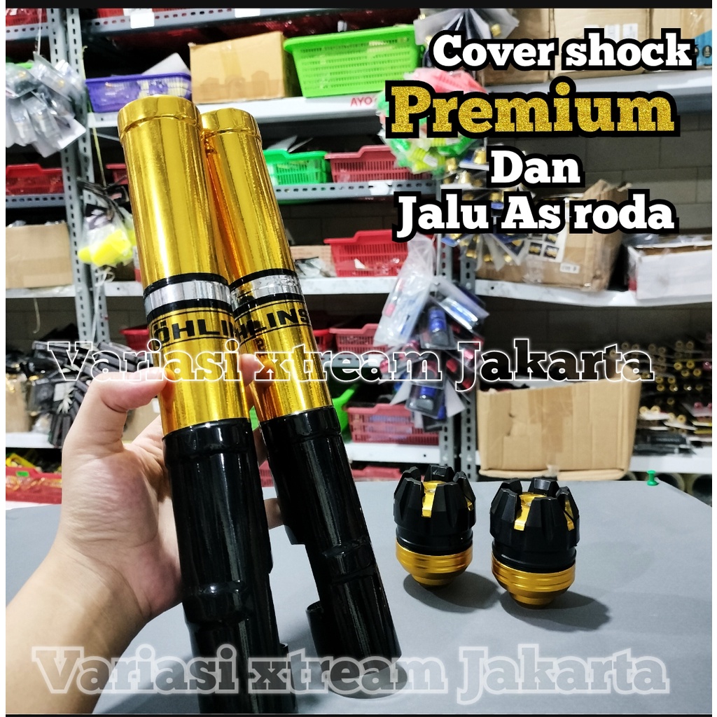 PAKET JALU AS DAN COVER SHOCK DEPAN BEAT VARIO SCOOPY GENIO SPACY MIO XEON SOUL - GOLD CHROME