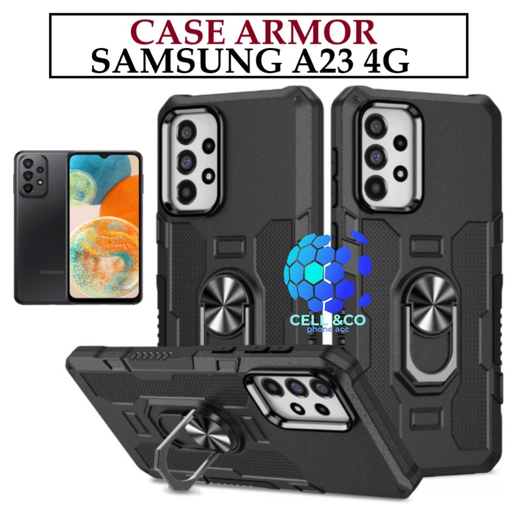 Case Armor New SAMSUNG GALAXY A23 4G Iring Cincin Magnetic Kesing Hp Protect kamera Premium Hard Case Standing Robot Pelindung Kamera